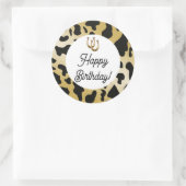 Sticker Rond Spots de vache dorée et noire Anniversaire (Sac)