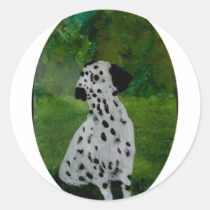 Sticker Rond Spotty Dog Art Dalmatien