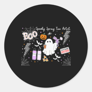 Sticker Rond Spray éffrayant Tan Artiste Ghost Halloween Tannin