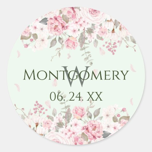 Sticker Rond Spray Floral rose personnalisé (Devant)