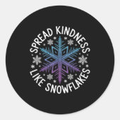Sticker Rond Spread Kindness Like Snowflakes Insrational Winter (Devant)