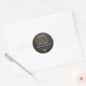 Sticker Rond Spread Love Hand Sanitizer Mariage Gold Chalkboard (Enveloppe)