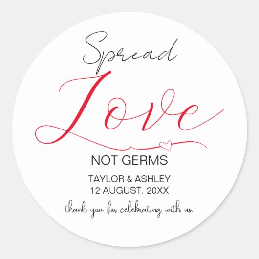 Sticker Rond Spread Love Minimal Script Hand Sanitizer Label (Devant)