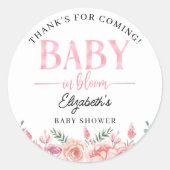 Sticker Rond Spring Baby Shower – Baby in Bloom (Devant)