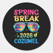Sticker Rond Spring Break Cozumel 2026 Vacation Trip Sungles (Devant)
