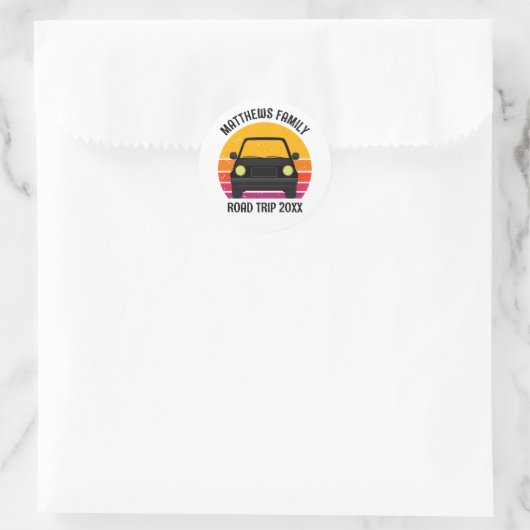 Sticker Rond Spring Break Road Trip Sunset Customized (Sac)