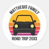 Sticker Rond Spring Break Road Trip Sunset Customized (Devant)