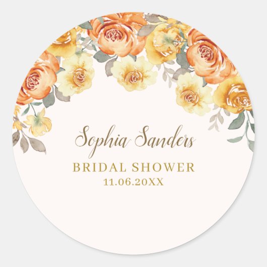 Sticker Rond Spring Bridal Shower Featuring Orange Blossoms (Devant)