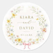 Sticker Rond Spring Wildflower Meadow Garden Wedding (Devant)