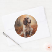 Sticker Rond Springer Spaniel à l'automne Feuilles automne Insp (Enveloppe)