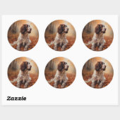 Sticker Rond Springer Spaniel à l'automne Feuilles automne Insp (Feuille)