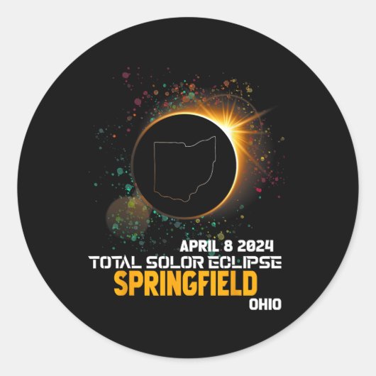 Sticker Rond Springfield Ohio Total Éclipse solaire 2024 1 (Devant)