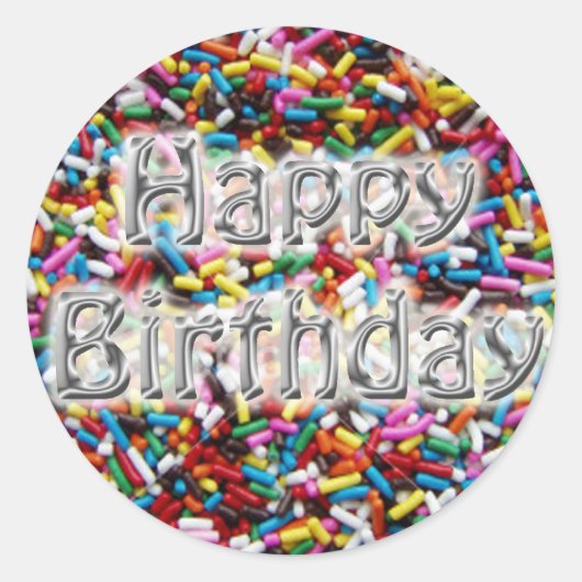 Sticker Rond Sprinkings d'anniversaire (Devant)