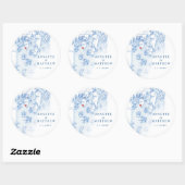 Sticker Rond Spruce Point Maine Carte Élégant Bleu Mariage Favo (Feuille)