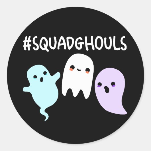 Sticker Rond Squad Ghouls Drôle Halloween Fantôme Pun Dark BG (Devant)