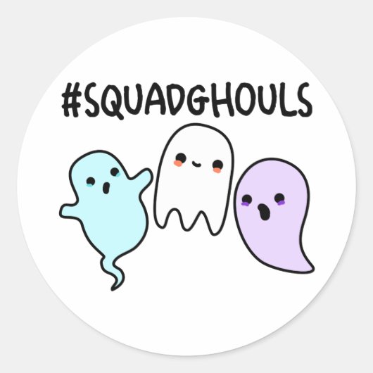 Sticker Rond Squad Ghouls Drôle Jeu d'Halloween (Devant)