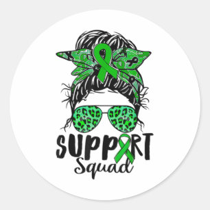 Sticker Rond Squad Messy Bun Warrier Green Mental Health Proble