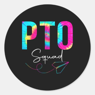 Sticker Rond Squad Tie Dye Retour À L'École Femmes Hommes Appré