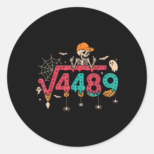 Sticker Rond Square Root 4489 Math Teacher Funny 67 Meme Hallow (Devant)