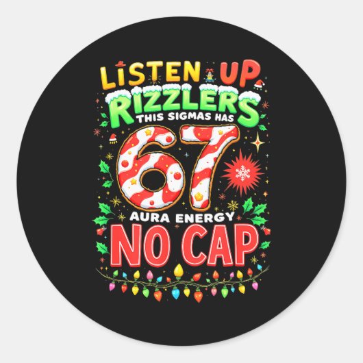 Sticker Rond Square Root 4489 Six Seven Christmas Funny 67 Meme (Devant)