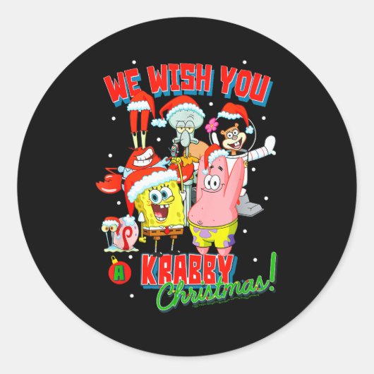 Sticker Rond Squarepants Crabby Christmas (Devant)