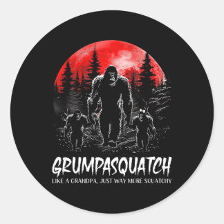 Sticker Rond Squatch Funny Bigfoot Papa Sasquatch Yeti Pères D
