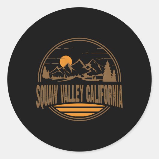 Sticker Rond Squaw Valley California Mountain Randonnée Imprime (Devant)