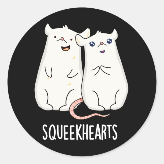 Sticker Rond Squeekhearts Funny Souse Sweetheart Pun Dark BG (Devant)