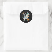 Sticker Rond Squelette à cheval dansant Dab Dinosaure T Rex Hal (Sac)