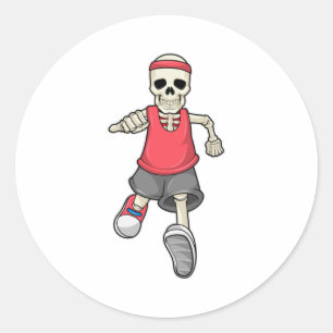 Sticker Rond Squelette à courir avec bandeau