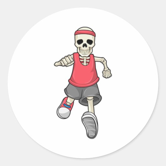 Sticker Rond Squelette à courir avec bandeau (Devant)