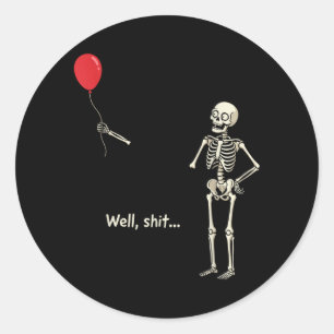 Sticker Rond Squelette a perdu un ballon, truc de squelette drô