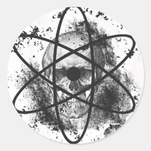 Sticker Rond "Squelette anti-nucléaire"*