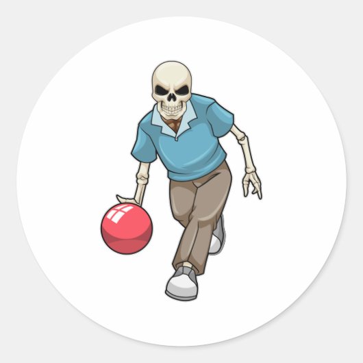 Sticker Rond Squelette au Bowling avec Bowling ball (Devant)