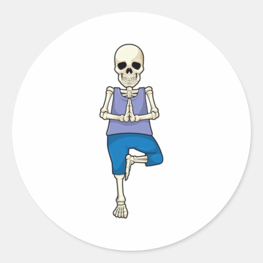 Sticker Rond Squelette au Yoga Stretch (Devant)