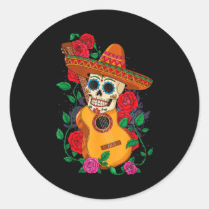 Sticker Rond Squelette chapeau cinq de mayo