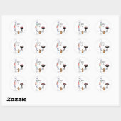 Sticker Rond Squelette Chef grillant BBQ et Chien Gnawing sur o (Feuille)