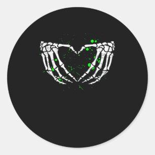 Sticker Rond Squelette Coeur de la main Costume Halloween