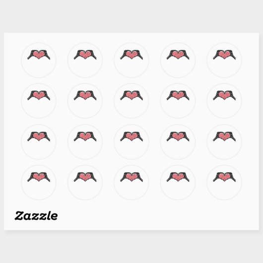 Sticker Rond Squelette Coeur main signe Valentines Jour Classiq (Feuille)