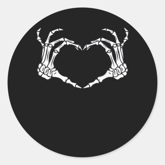 Sticker Rond Squelette Coeur main Signer Costume Drôle Hallowee (Devant)