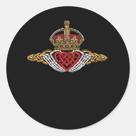 Sticker Rond Squelette Couleur Claddagh (Devant)