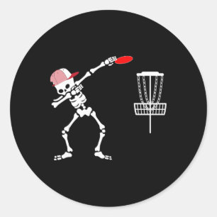 Sticker Rond Squelette Dabbing portant un chapeau Joueur de gol