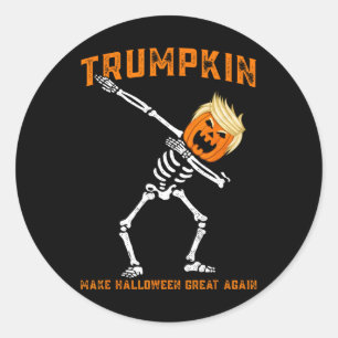 Sticker Rond Squelette Dabbing Trump Trumpkin rend Halloween gé