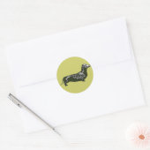 Sticker Rond squelette dachshund (Enveloppe)