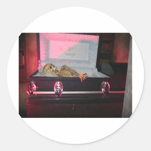 Sticker Rond squelette dans le cercueil (Devant)