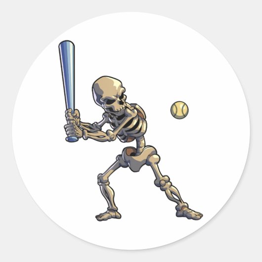 Sticker Rond Squelette de baseball Halloween (Devant)