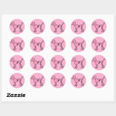 Sticker Rond Squelette de caniche rose (Feuille)