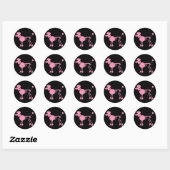 Sticker Rond Squelette de caniche rose (Feuille)