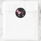 Sticker Rond Squelette de caniche rose (Sac)