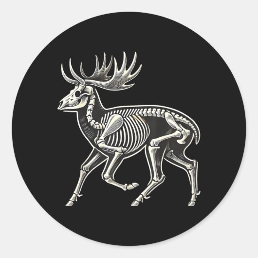 Sticker Rond Squelette de cerf Halloween (Devant)